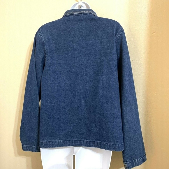 Cactus Flower Embroidered Denim Shirt Size M T12E - Picture 3 of 6